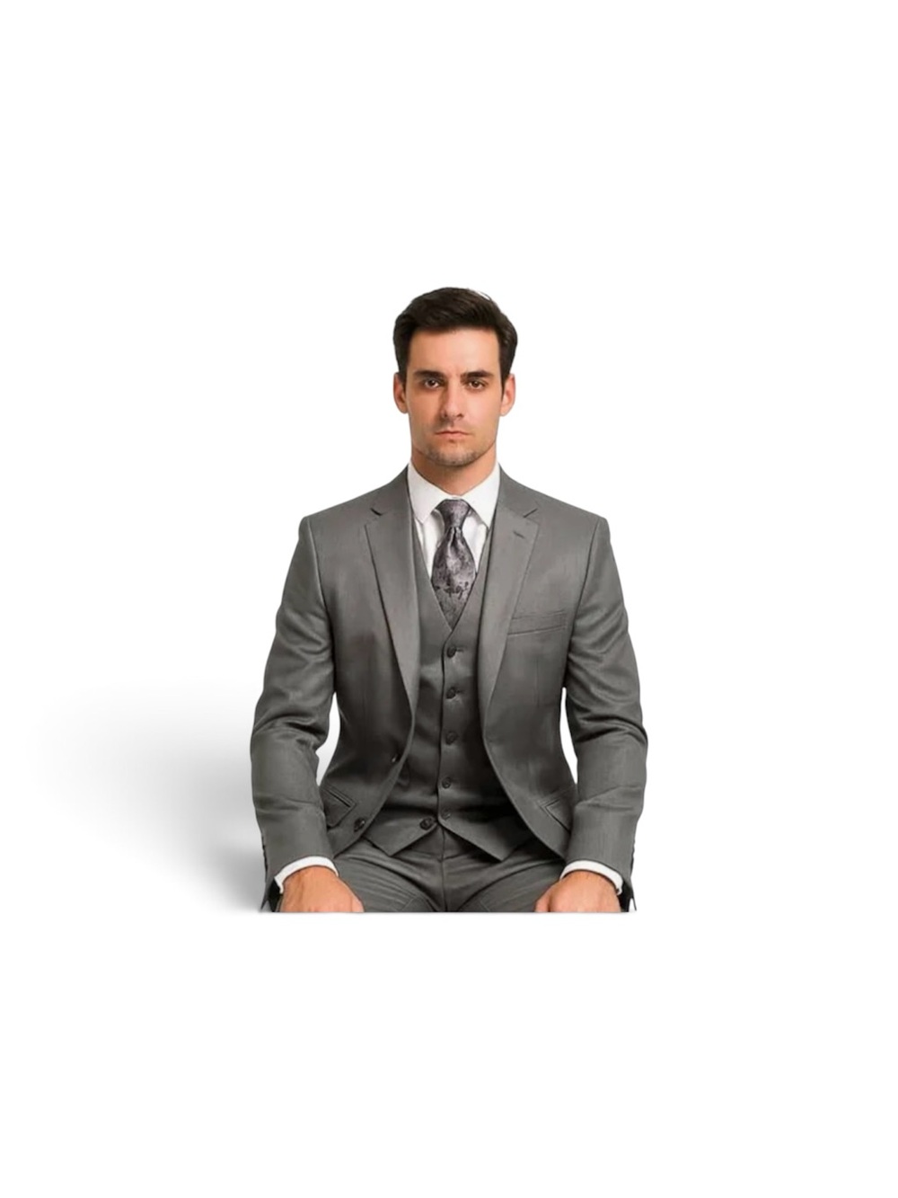 Men's Silver Two Piece Blazer Suit - Modern Tailored Fit